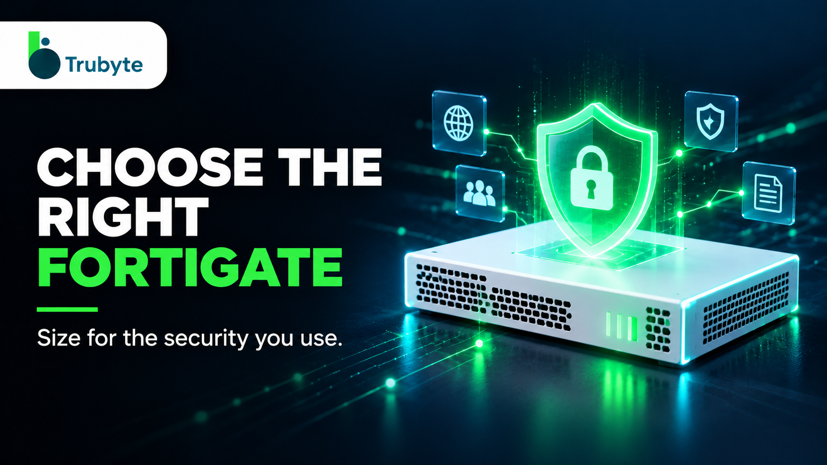 Trubyte conceptual white firewall appliance with a green security shield